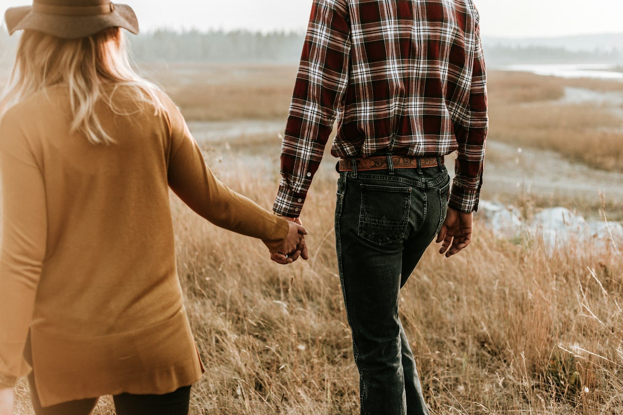 Couple walking together outdoors